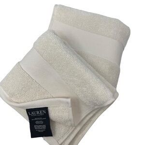 LAUREN RALPH LAUREN WESCOTT Linen Cream Set of 2  16 x 30"  Hand Towels NEW